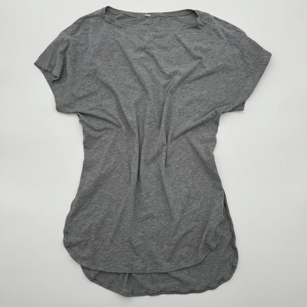 Lululemon Heathered‎ Grey Short Sleeve Tunic Side Story Tee Size 6